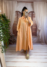 Charger l'image dans la galerie, Robe chemise brodé motif fleurs orange MAYA (36 au 46)