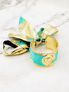 Bracelet ruban turquoise léopard ☀️