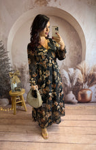 Charger l&#39;image dans la galerie, Robe fleuri camel/doré avec ceinture DORIA (36 au 48) ⭐️