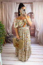 Charger l'image dans la galerie, Robe col bardot beige fleuri HANEIA (36 au 44)