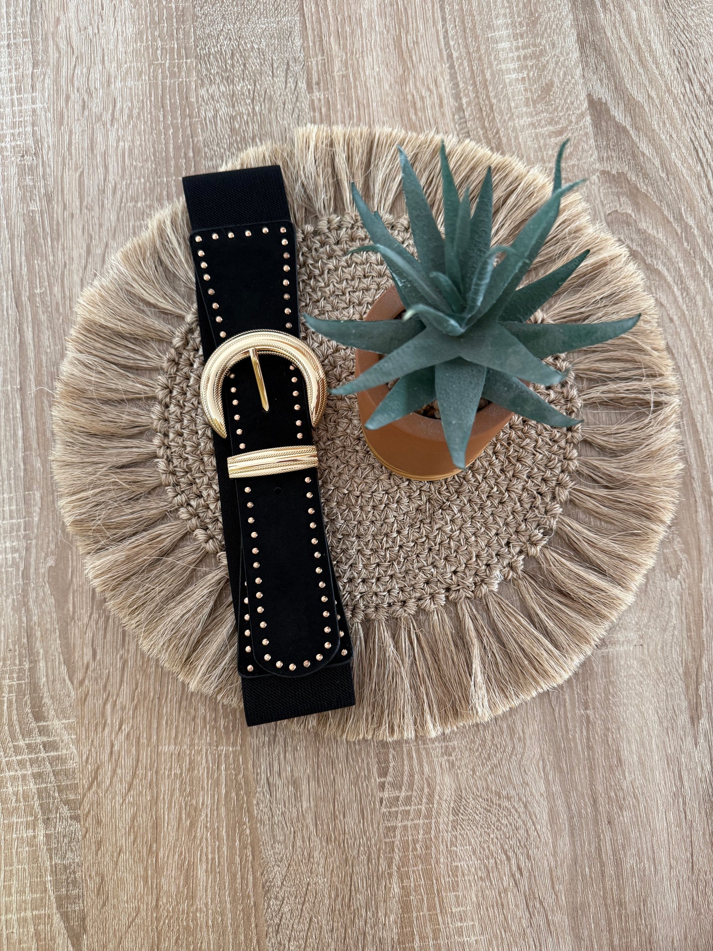 Ceinture noir or élastique emy