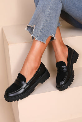 Mocassins noir bi matière LIAM