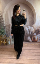 Charger l'image dans la galerie, Robe noir velours à strass NEIGE (36 au 40)