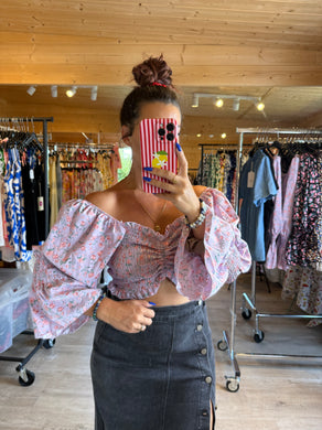 Crop top lila fleuri AMANDA