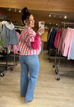 Charger l'image dans la galerie, Veste manches courtes rayée rose PAISLEY (34 au 38)