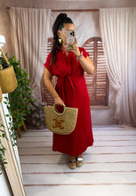 Charger l'image dans la galerie, Robe noeud rouge foncé MELBA (34 au 48)