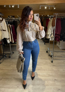 Chemise rayé café JESSIE (36 au 48)