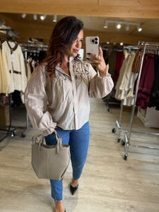 Chemise rayé café JESSIE (36 au 48)