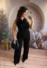 Charger l&#39;image dans la galerie, Combinaison pantalon à sequin noir YAYA (36 au 40)