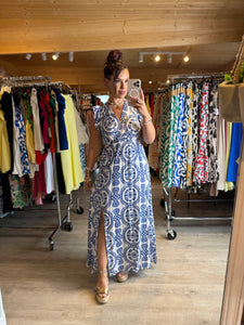 Robe Izïa motif bleu arabesque ( reste taille s/m , m/l )