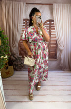 Charger l'image dans la galerie, Robe blanc motif fleuri rose team petite TALI (40 au 48)