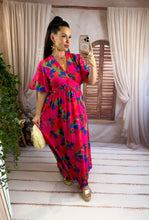 Charger l'image dans la galerie, Robe longue motif fuchsia CORAL (36 au 48)