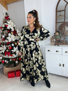 Robe longue noir / or Tamara ( 36 au 50)⭐️