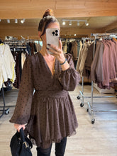 Charger l&#39;image dans la galerie, Robe chocolat pois noir CHARLOTTE (36 au 40)