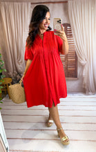 Charger l'image dans la galerie, Robe chemise corail coupe droite MARGUERITE (40 au 48)