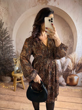 Charger l&#39;image dans la galerie, Robe chocolat motif doré noir MAD (40 au 48)⭐️