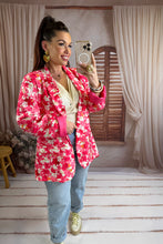 Charger l'image dans la galerie, Veste blazer fleuri fuchsia TILIA (42 au 52)