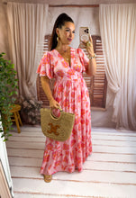 Charger l'image dans la galerie, Robe rose fleurs orangés SIRÈNE (36 au 48) New