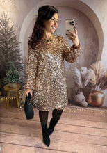 Charger l'image dans la galerie, Robe coupe droite sequins champagne JASMINE (36 au 48 )