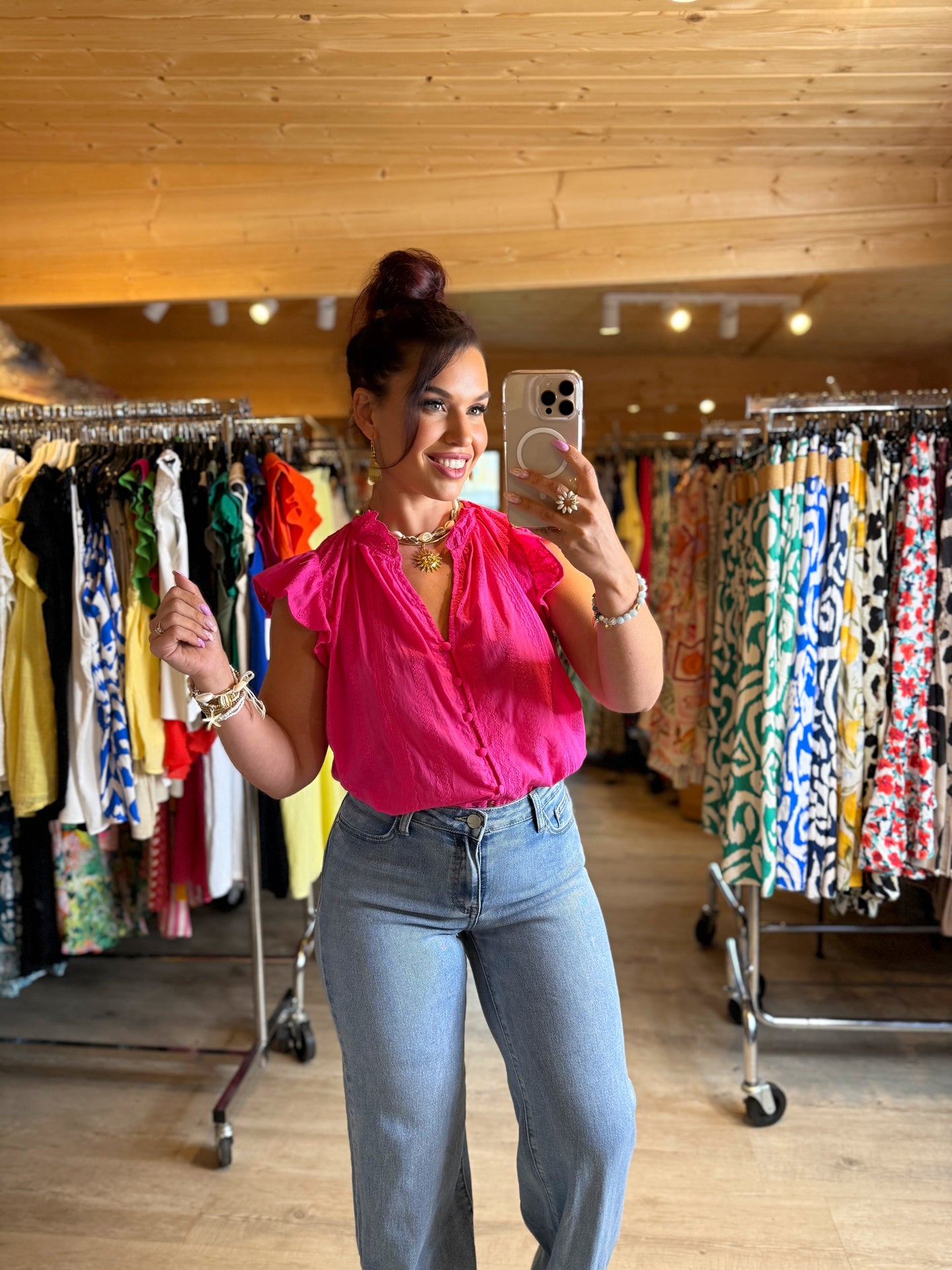 Chemisier fuchsia TATIANA ( reste taille s/m et 44 )