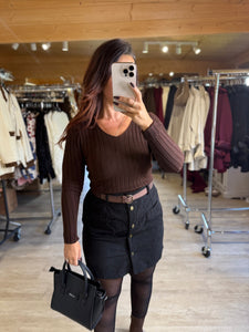 Pull côtelé marron MAISSANE (taille unique 34 au 42)précommande le 2 octobre