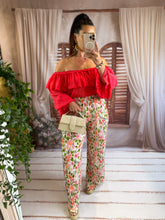 Charger l'image dans la galerie, Pantalon plissée fleuri corail CLEO (34 au 48)