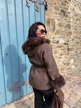 Charger l&#39;image dans la galerie, Manteau en laine chocolat GABRIELA (34 au 44)