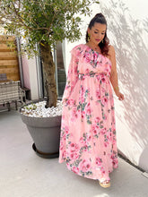 Charger l&#39;image dans la galerie, Robe rose fleurs asymétrique ADÈLE ( taille 36 au 42 )
