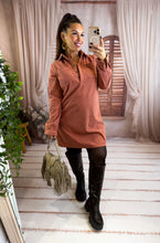 Charger l'image dans la galerie, Robe courte en velours vieux rose MARIE (34 au 48)