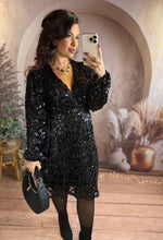Charger l'image dans la galerie, Robe LUMINA à sequins noir ( taille 40 au 48 )