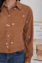 Charger l&#39;image dans la galerie, Chemise effet velours coeur camel CENDY (36 au 42)