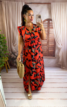 Charger l'image dans la galerie, Robe longue noir motif fleur rouge IZÏA  (36 au 48)