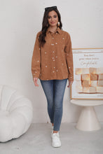 Charger l&#39;image dans la galerie, Chemise effet velours coeur camel CENDY (36 au 42)