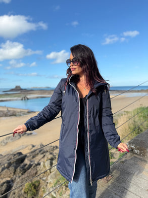 Imperméable fouré polaire  bleu marine LAURE (36 au 48)