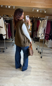 Veste sans manches chocolat CLARISSE (40 au 48)