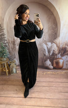 Charger l'image dans la galerie, Robe noir velours à strass NEIGE (36 au 40)