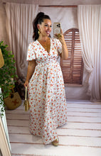 Charger l'image dans la galerie, Robe blanche fleuri orange ASTER dos nu  (34 au 46 )