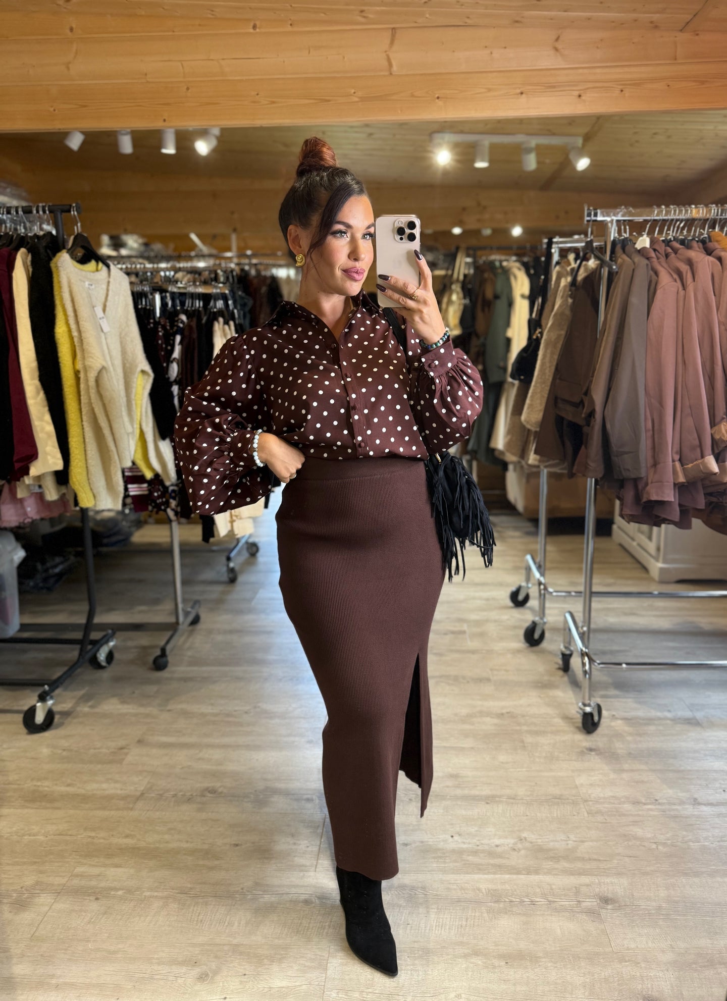 Jupe fendu chocolat SACHA (34au 42)