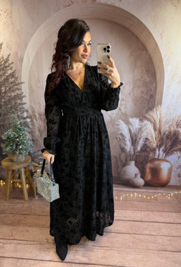 Robe noir motif velours MERRY (36 au 48)