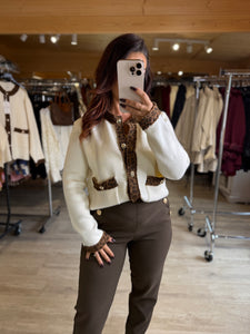 Gilet écru motif léopard SANANA (36 au 46)
