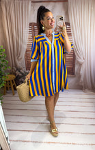Charger l'image dans la galerie, Robe chemise manche courte rayé bleu jaune PILIO ( 36 au 46) New