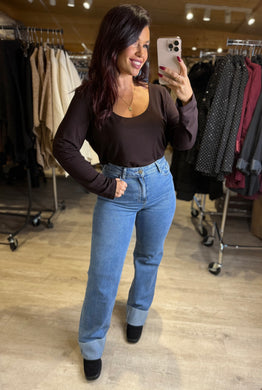 Top à manches longues chocolat FIONA  (42 au 50