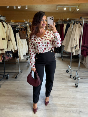 Pantalon noir boutons officier MARGAUX (36 au 46 )