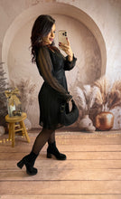 Charger l&#39;image dans la galerie, Robe courte noir liseré pailleté MAÉLYS (36 au 48)⭐️