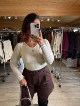 Charger l&#39;image dans la galerie, Pull côtelé beige MAISSANE (taille unique 34 au 42)