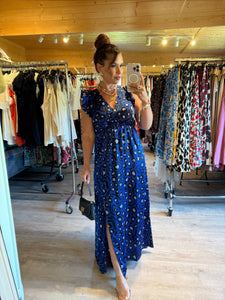 Robe Izïa léopard bleu ( taille 34 au 48 )