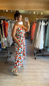 Robe fleuri rouge Catalina ( reste taille m/l et l )