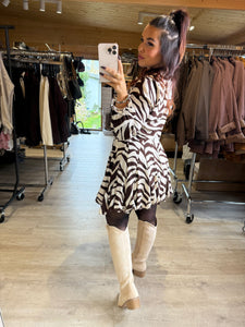 Robe patineuse zèbre chocolat NINON (36 au 40)