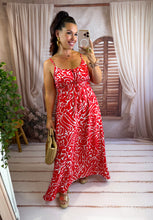 Charger l'image dans la galerie, Robe bretelles motif rouge et blanc ELIA (38 au 48)