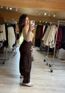 Pull côtelé camel MAISSANE (taille unique, 34 au 42)
